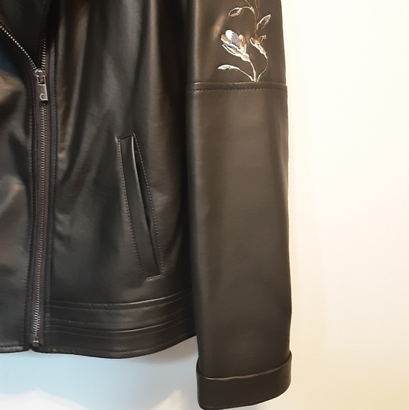 BLACK EMBROIDERED MOTO JACKET XL - Picture 2 of 7